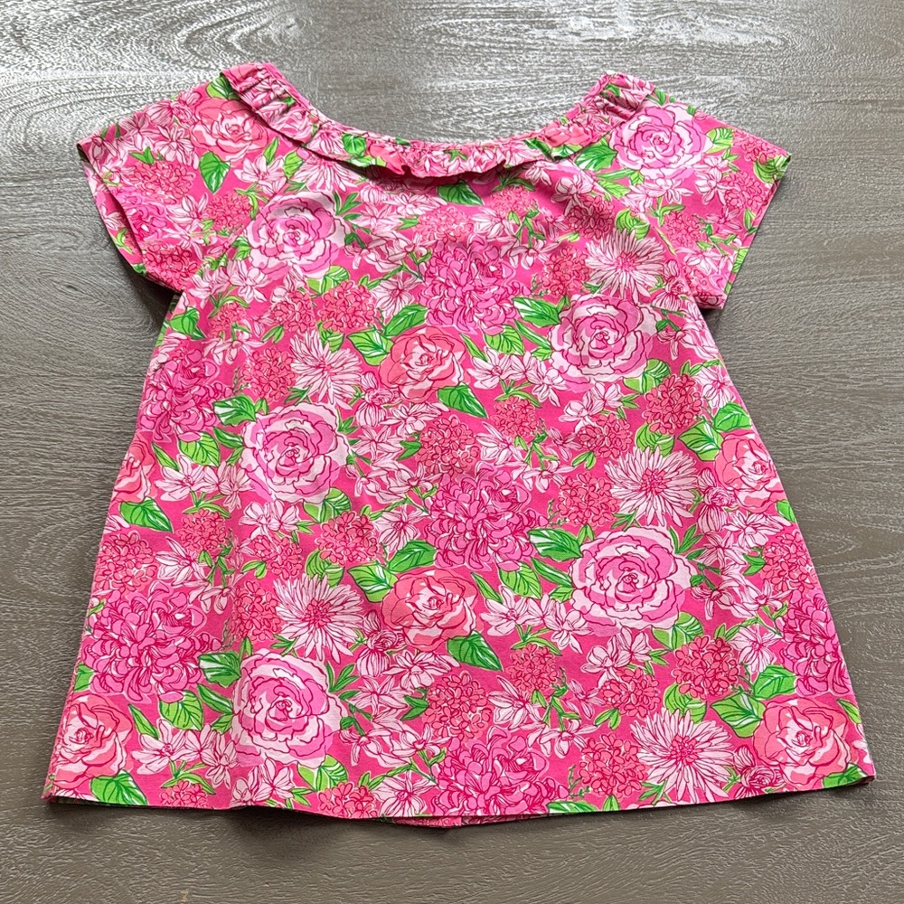 Lilly Pulitzer Pink Floral Blouse, size 2, like new